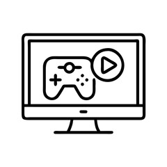 tv screen with a video game icon, tv screen with a video game line art - simple line art of tv screen with a video game, perfect for tv screen with a video game logos and icons and themed design