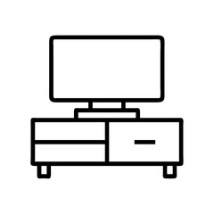 tv stand icon, tv stand line art - simple line art of tv stand, perfect for tv stand logos and icons and themed design
