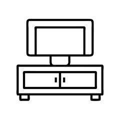 tv stand icon, tv stand line art - simple line art of tv stand, perfect for tv stand logos and icons and themed design