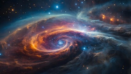 Stunning Spiral Galaxy Illuminated by Vibrant Colors in the Depths of Outer Space