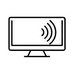 tv with sound waves icon, tv with sound waves line art - simple line art of tv with sound waves, perfect for tv with sound waves logos and icons and themed design