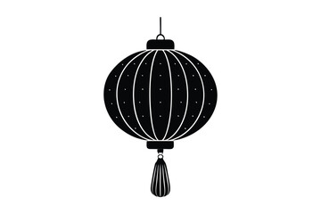 Silhouette illustration of a cylindrical Chinese lantern with alternating solid and dotted horizontal lines.eps