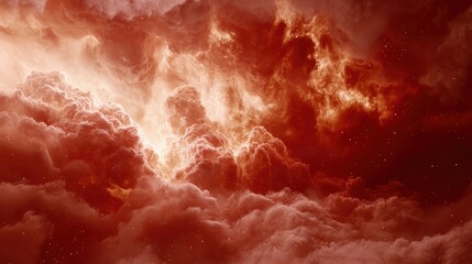 Fiery Red Nebula Cosmic Cloudscape Stellar Dust and Gas Space Background