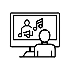 watching a concert on tv icon, watching a concert on tv line art - simple line art of watching a concert on tv, perfect for watching a concert on tv logos and icons and themed design