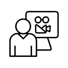 watching a documentary icon, watching a documentary line art - simple line art of watching a documentary, perfect for watching a documentary logos and icons and themed design