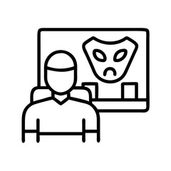 watching a thriller movie icon, watching a thriller movie line art - simple line art of watching a thriller movie, perfect for watching a thriller movie logos and icons and themed design