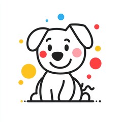 Happy cartoon dog sitting, colorful background, pet illustration, kids' book