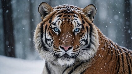 Regal Siberian Tiger in a Wintery Woodland