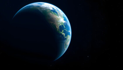 Earth from outer space, Side lit, with white tones