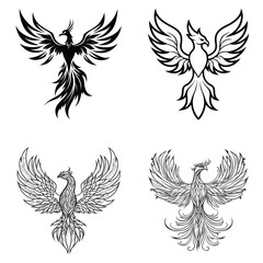 Obraz premium Elegant Phoenix Mythology Bird Vector Artwork for Designs 