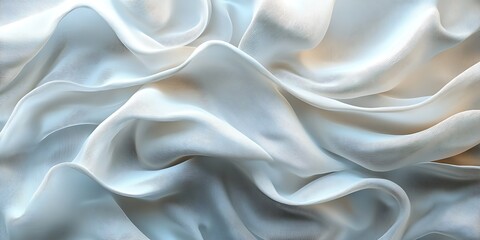 Fototapeta premium White silk fabric texture, draped folds, soft light, elegant background, design