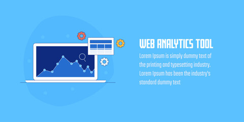 Web analytics tool, Website traffic report, Web based analytics software. Traffic growth. Vector landing page concept.