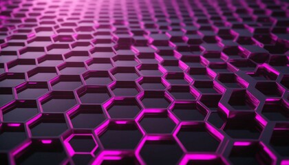 Obraz premium 3D render, futuristic honeycomb grid with vibrant magenta light reflections