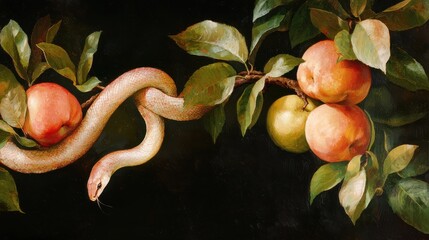 The temptation of adam and eve garden of eden religious artistic interpretation dark environment symbolic viewpoint