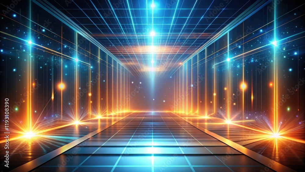 Leinwandbilder illuminated pathway to a digital future abstract corridor design with glowing lines and energetic li