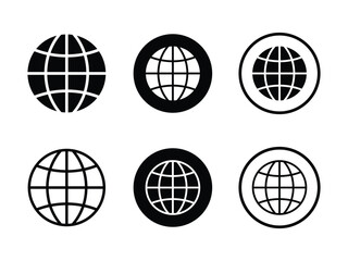 world web icon www earth globe icons. Website icons set. Globe icons collection in white background.