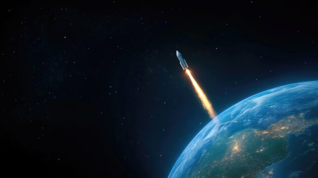 Space Rocket Flying with Earth Shrinking