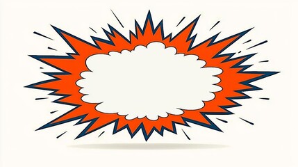 Orange and blue comic book explosion speech bubble with blank space.
