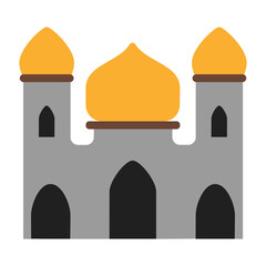 Mosque Vector Icon - Islamic Religious Symbol for Ramadan, Muslim Worship, and Sacred Architecture Design