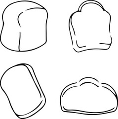 A set of vector linear illustrations of bread icons