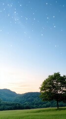 Fototapeta premium The serene silhouette of a lone tree against the starry night sky, ethereal and cosmic, perfect for a mobile wallpaper.