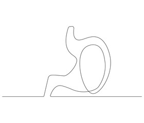 Simple continuous one line drawing of stomach . Single line drawing illustration of stomach. Anatomical concept vector art. Doodle line illustration.