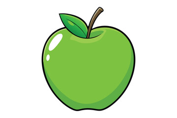 3d green apple vector illustration on a white background