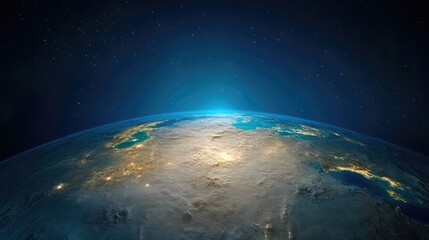 Obraz premium Earth’s Radiant Continents from Lunar View