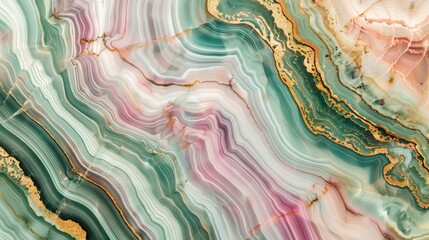 Beautifully layered green and pink agate stone showcasing intricate patterns and textures from nature's artistry in a close-up view