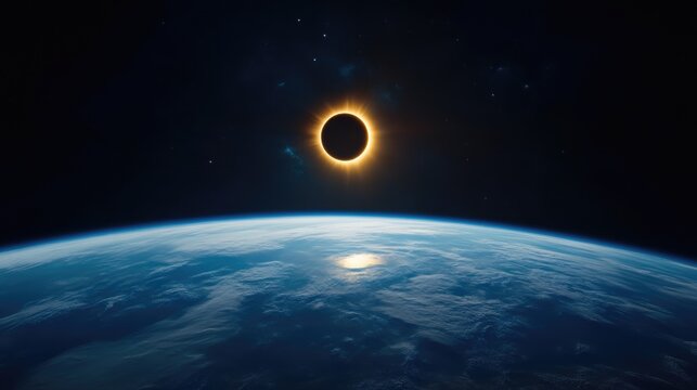 Space View of Solar Eclipse Event - Powered by Adobe