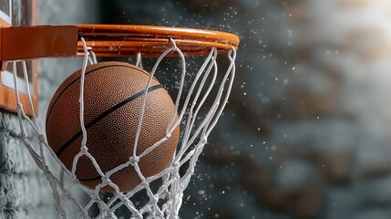 Fototapeta premium Basketball Scores Through Hoop