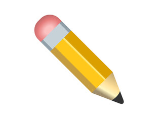 Classic yellow pencil icon with sharpened tip, pink eraser