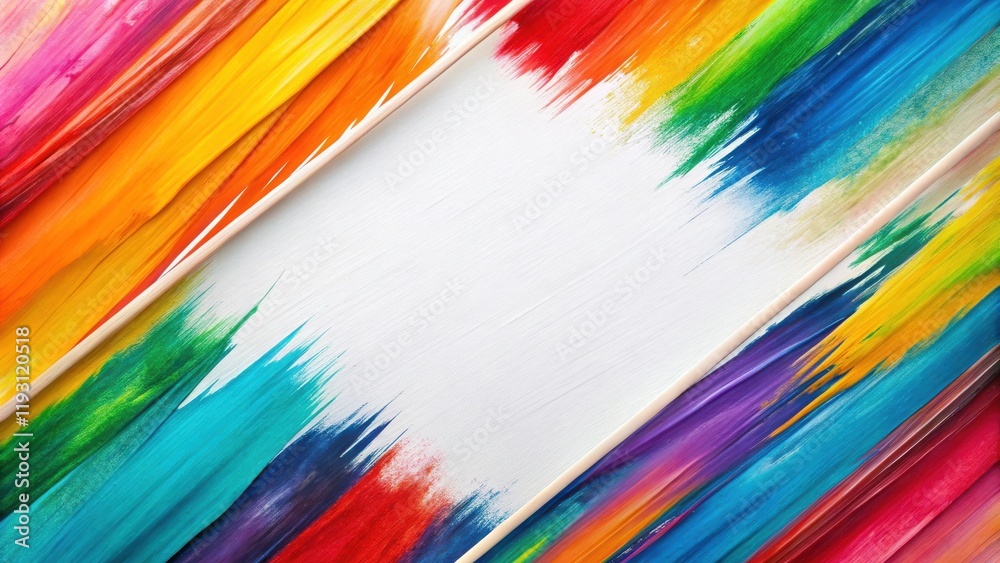Aufkleber vibrant abstract paint strokes with central white space ideal for text or design