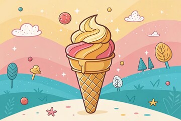 Cartoon landscape background images concept