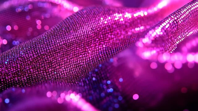 Vibrant shimmering fabric glistening with intricate details in shades of purple and pink