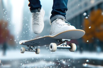 Skateboarding Mid-Air Trick in Motion