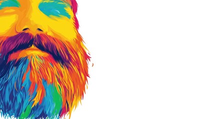 Obraz premium Colorful Artistic Portrait of a Man with Vibrant Beard and Abstract Features, Showcasing Bold Hues and Creative Expression in Digital Art Style