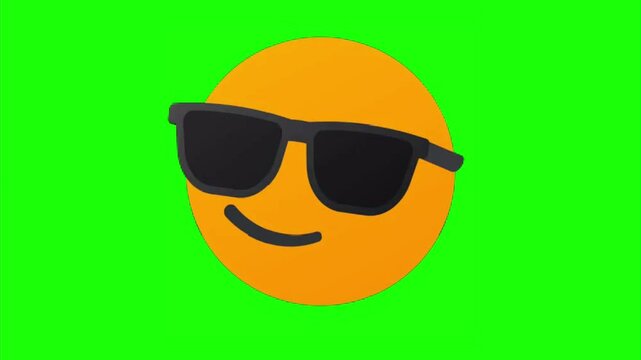 sun glasses Cool emoji animation green screen background video 