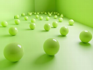 Floating Light Green Glo Composition Abstract Space Digital Art Minimalist Environment Wide Angle Visual Serenity