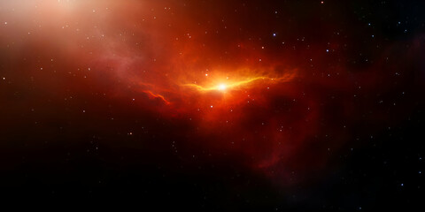 Fototapeta premium Bright star emerges from a vibrant nebula in deep space during a cosmic event