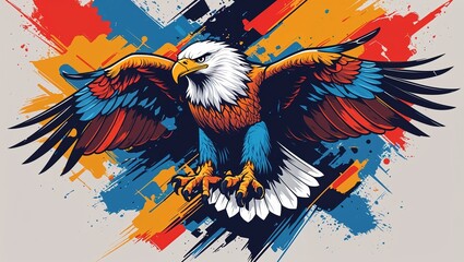Vibrant Abstract Graffiti Eagle T Shirt Design Featuring Bold Colors and Urban Art Elements for Fashion