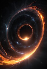 A massive black hole swirling in a dark space, gravity, vortex, universe