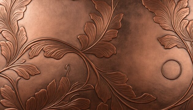 Embossed copper texture with deeply engraved linework