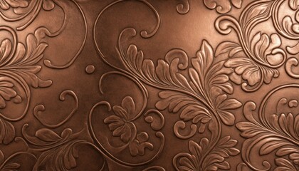 Embossed copper texture with soft, shadowed relief designs