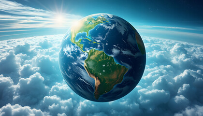 Naklejka premium Global warming. Planet earth concept, dreamy atmosphere, with white tones