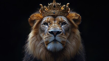 Fototapeta premium Majestic lion wearing a golden crown. (2)