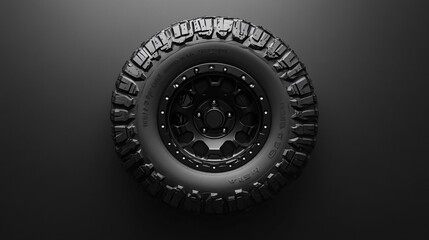 Obraz premium All-terrain off-road tire designed for maximum stability and performance in harsh outdoor environments style book illustration