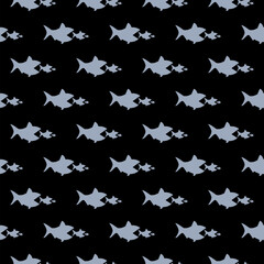Food Chain Fish icon pattern seamless isolated on black background