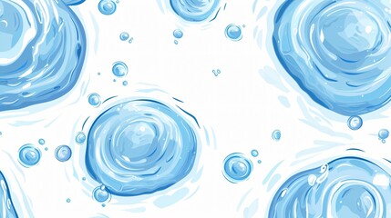 Circular Water Patterns on White Background - Top View Cartoon Image
