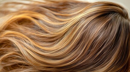 Naklejka premium Stunning Texture: A Close-Up of Wavy Brown Hair